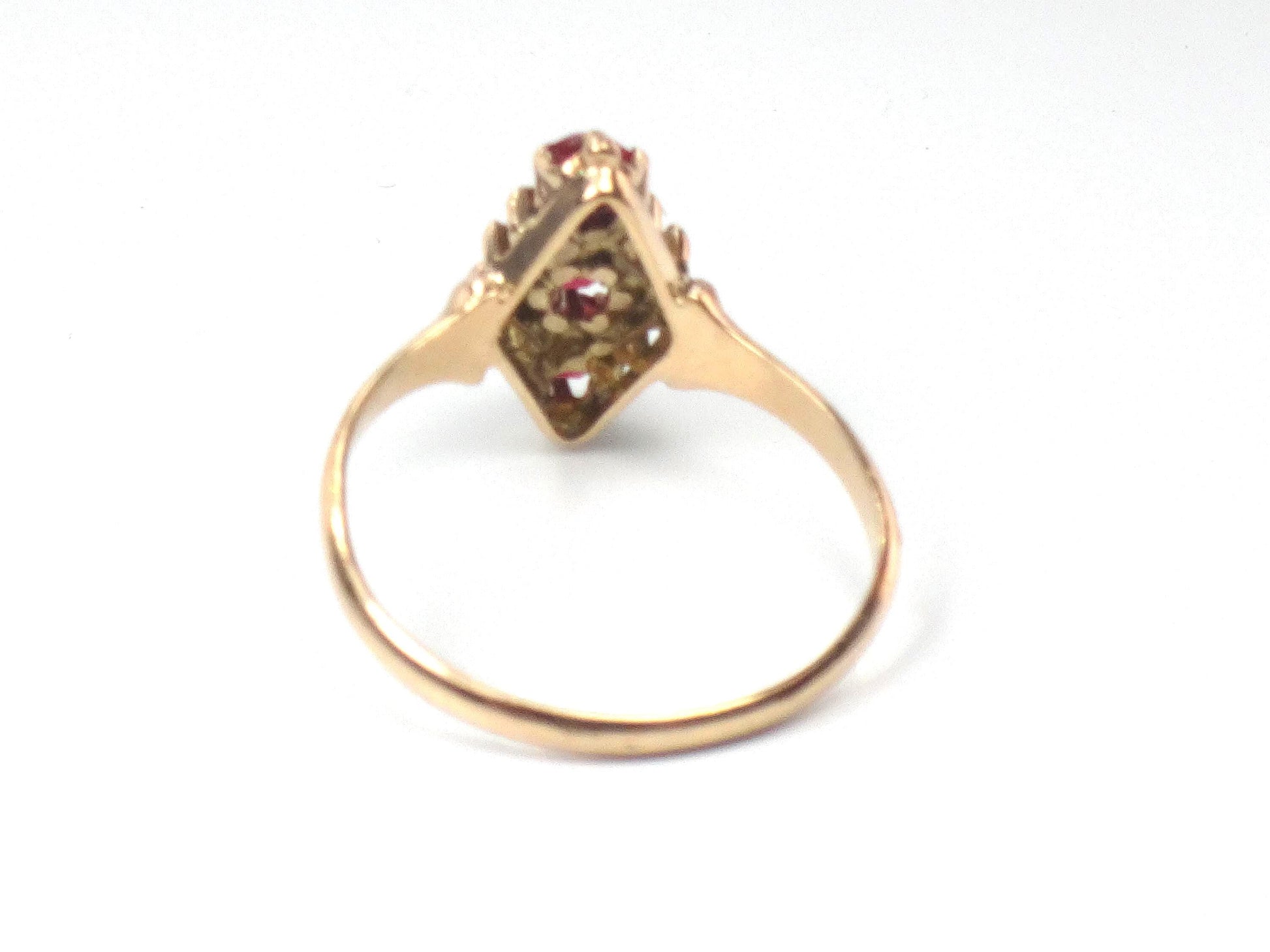 Antique 9k Yellow Gold Garnet Ring, Victorian Style Engagement