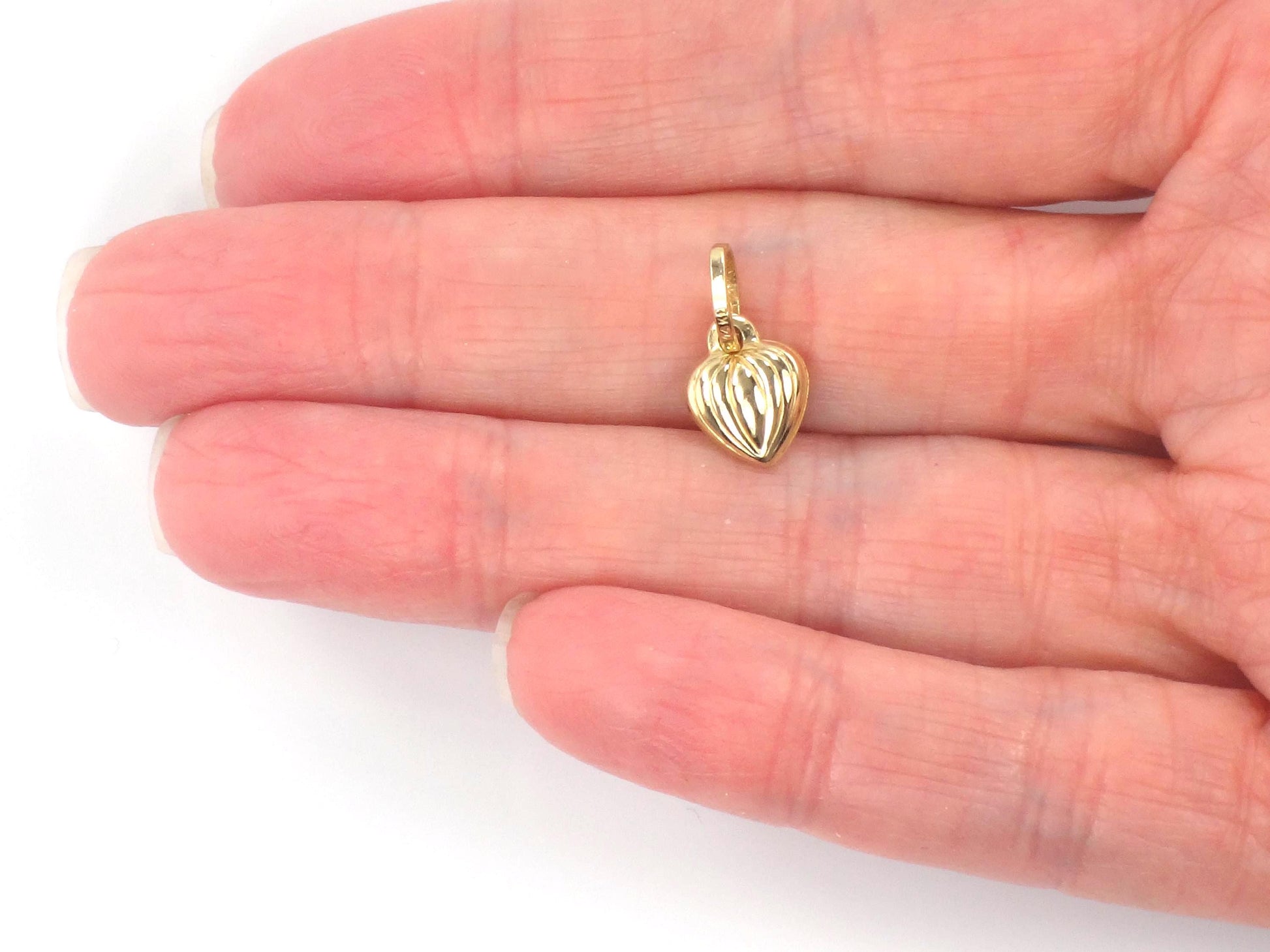 Vintage 14k Small Gold Puffy Heart Pendant or Charm