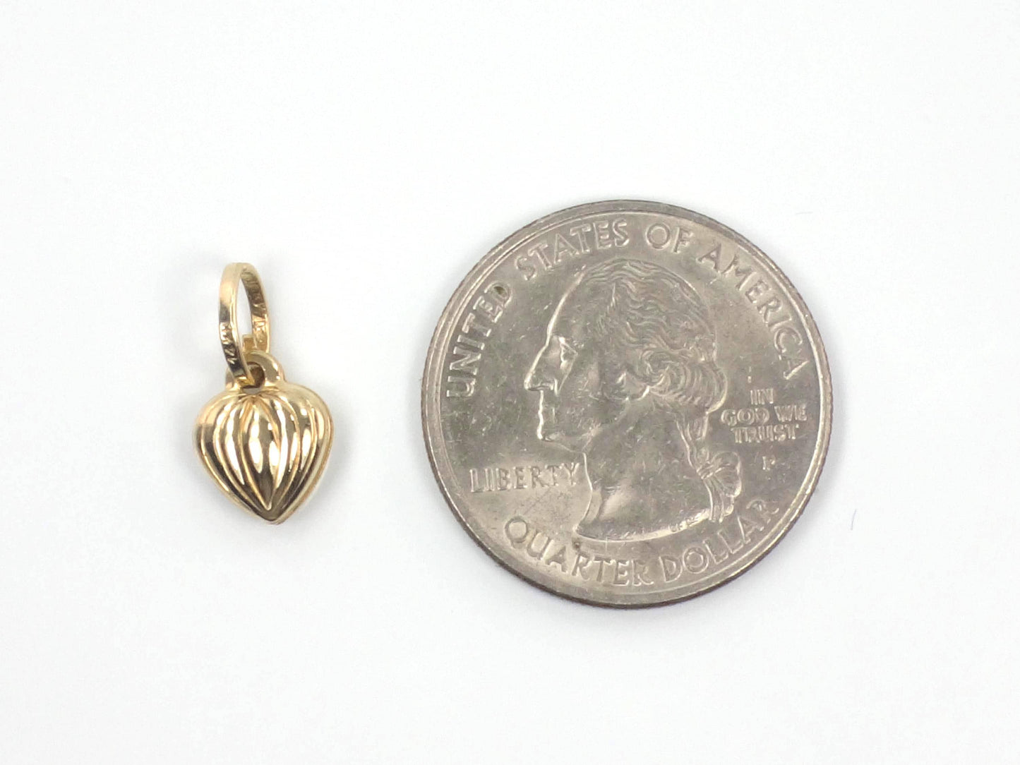 Vintage 14k Small Gold Puffy Heart Pendant or Charm