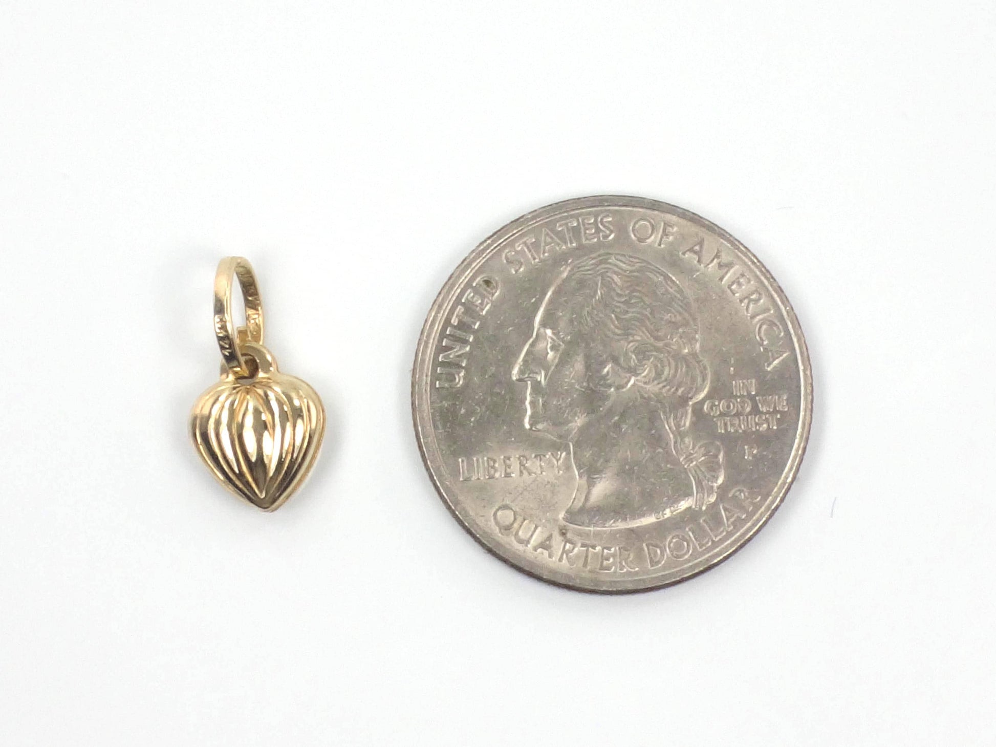 Vintage 14k Small Gold Puffy Heart Pendant or Charm