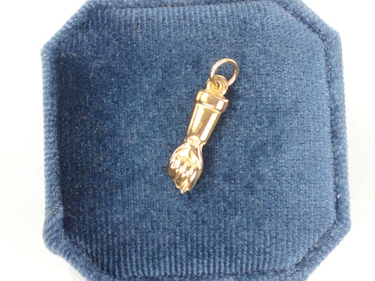 Vintage 18k Gold Fist Charm, Mano Figa for Good Luck