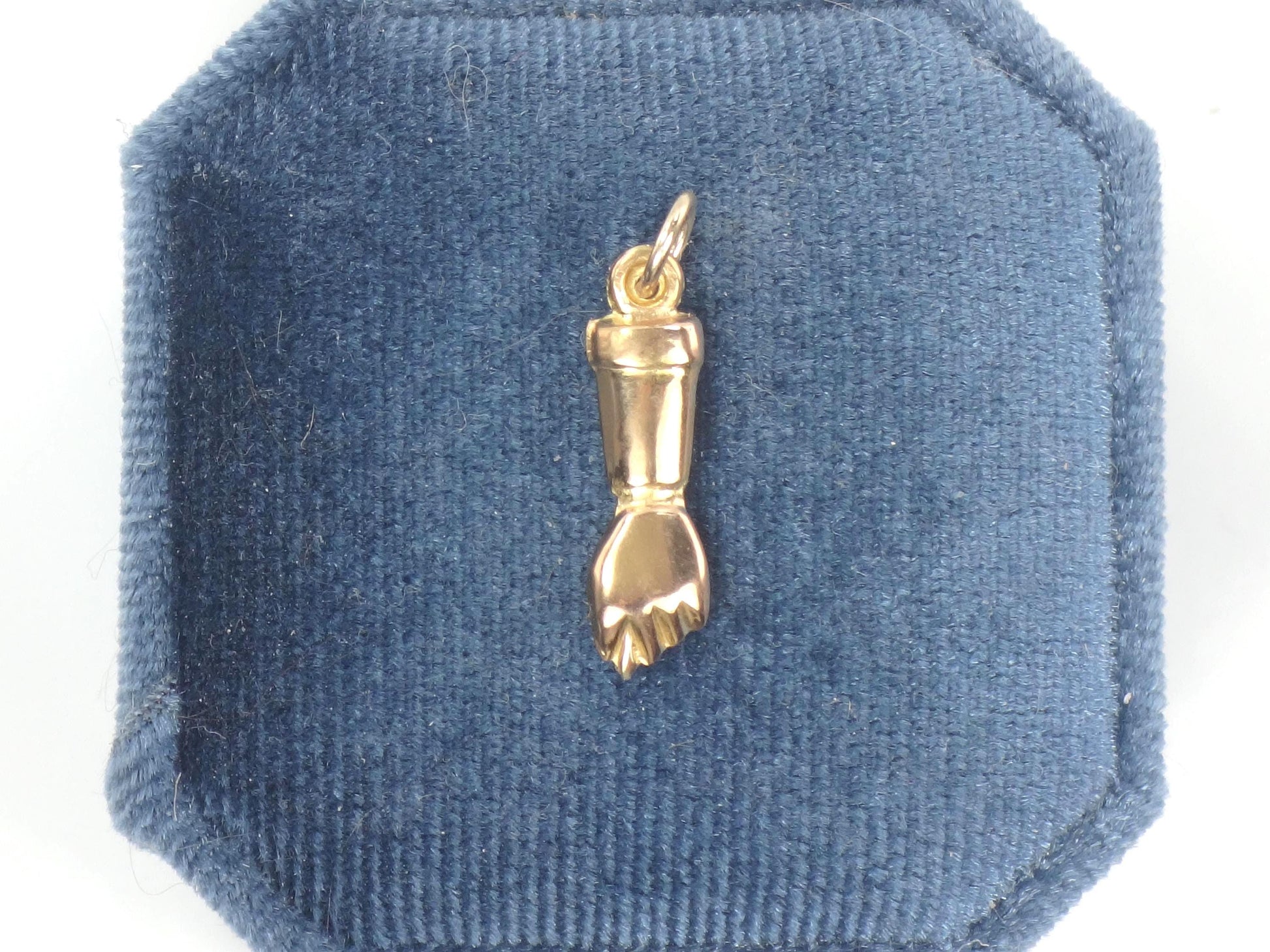 Vintage 18k Gold Fist Charm, Mano Figa for Good Luck