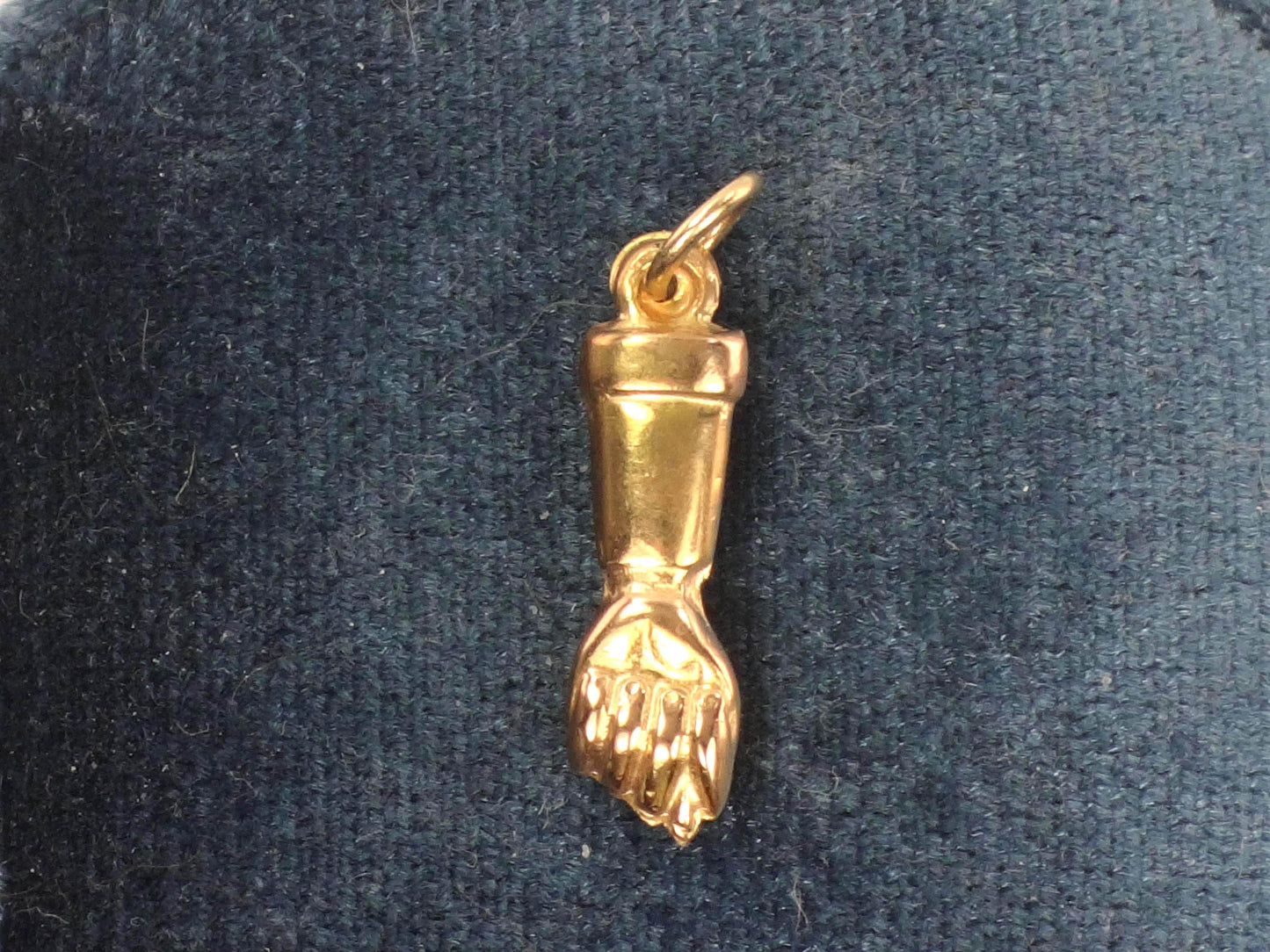 Vintage 18k Gold Fist Charm, Mano Figa for Good Luck