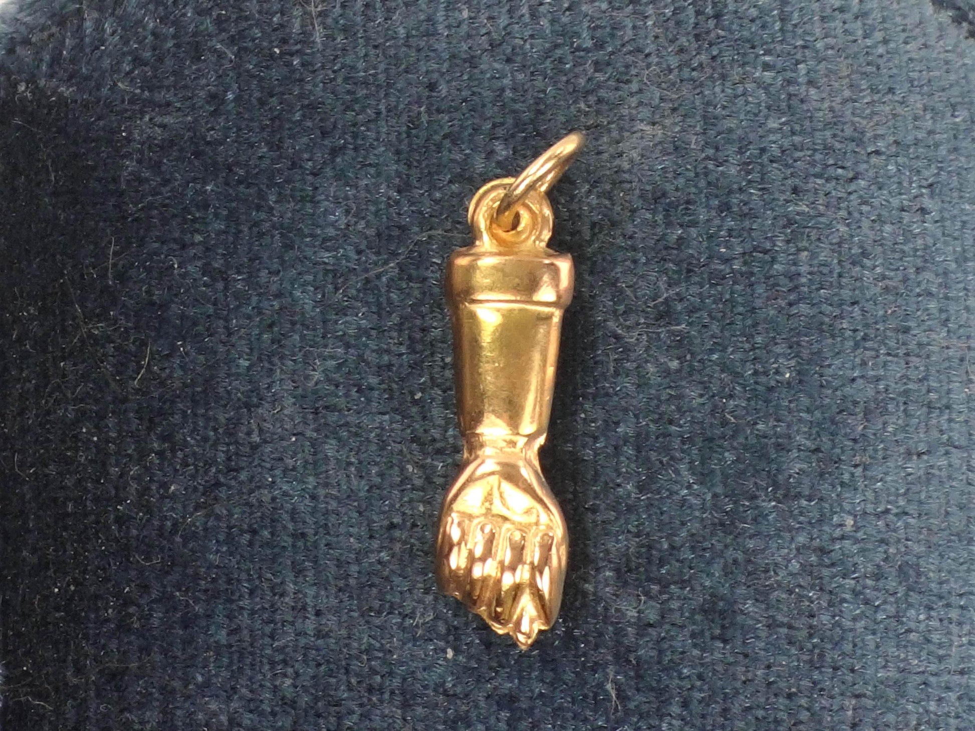 Vintage 18k Gold Fist Charm, Mano Figa for Good Luck