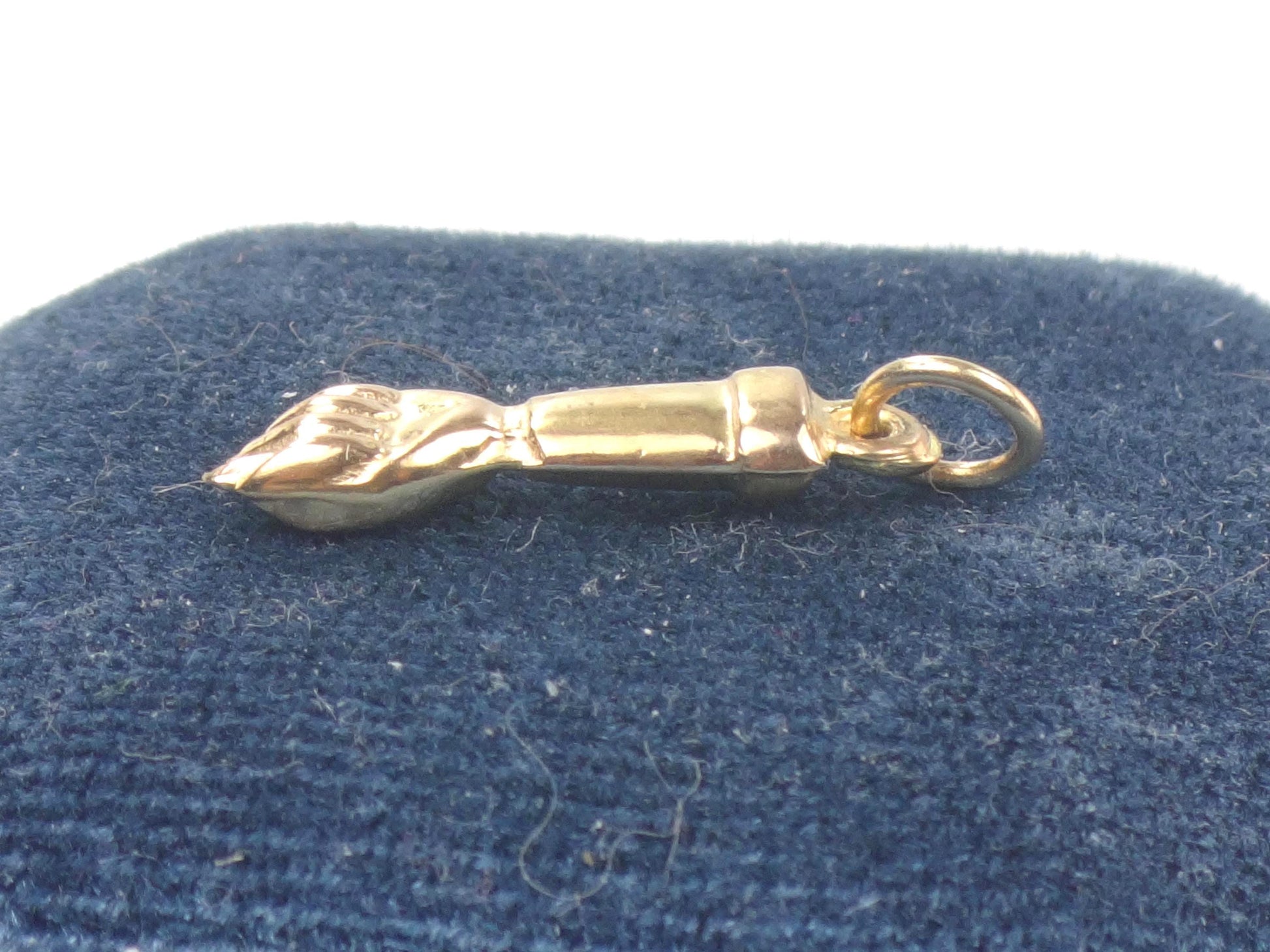Vintage 18k Gold Fist Charm, Mano Figa for Good Luck