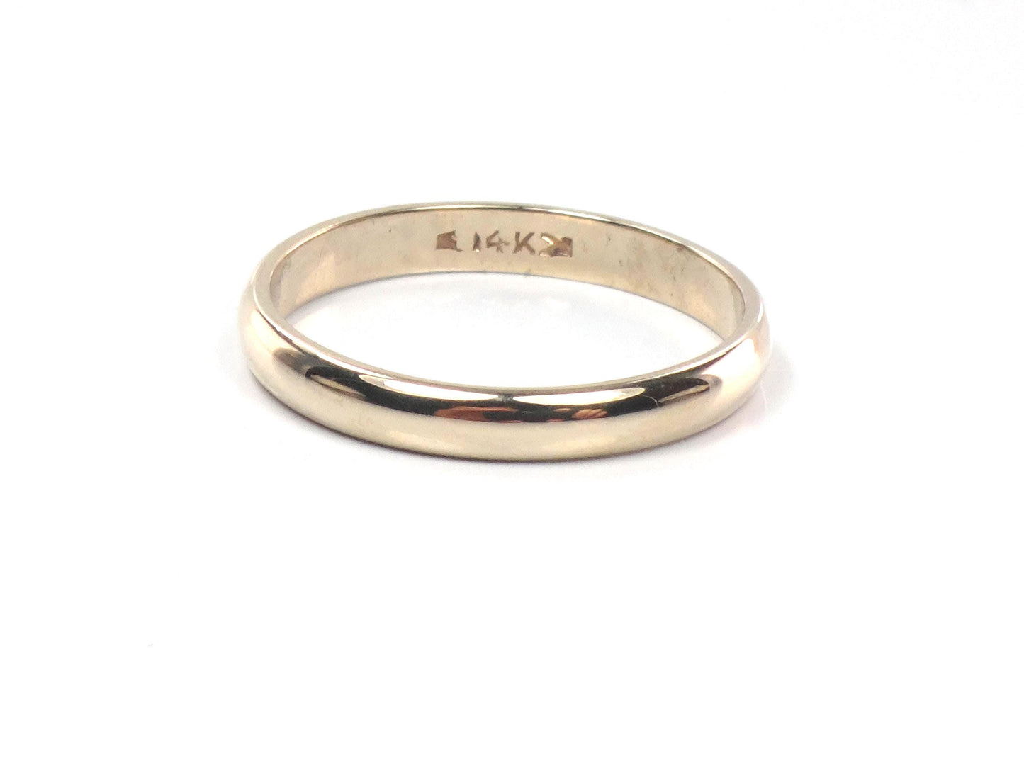 Vintage 14k Yellow Gold Wedding Band, Thin 2.7 MM Stacking Ring, Size 6.75