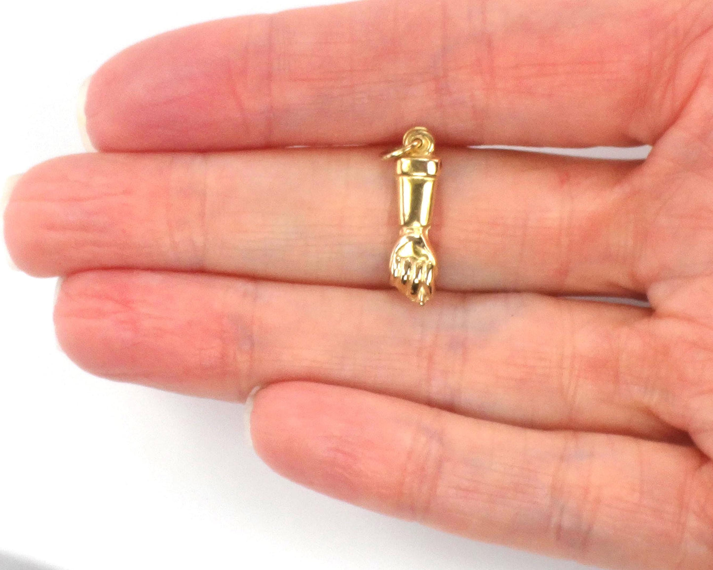 Vintage 18k Gold Fist Charm, Mano Figa for Good Luck