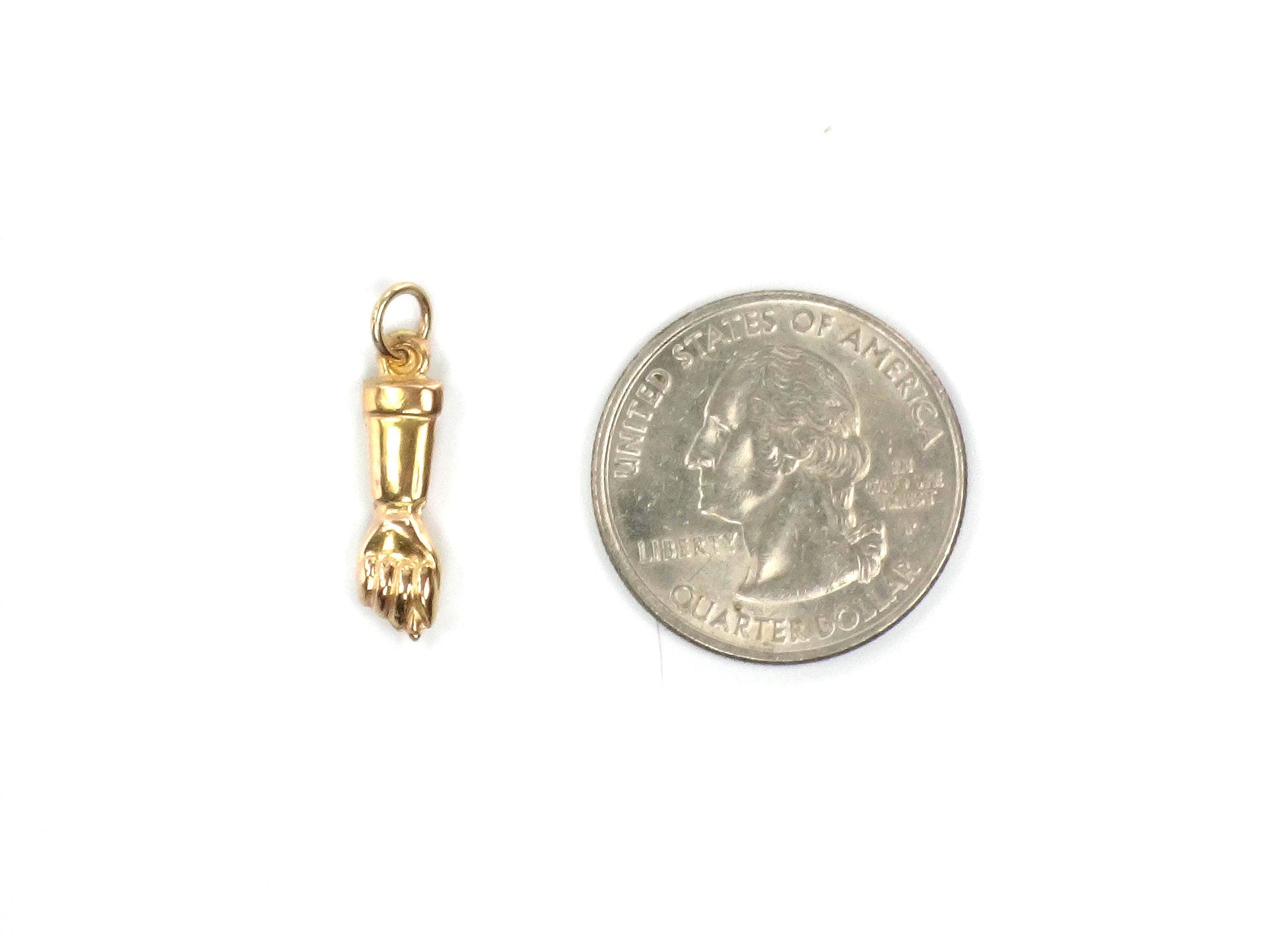 Vintage 18k Gold Fist Charm, Mano Figa for Good Luck