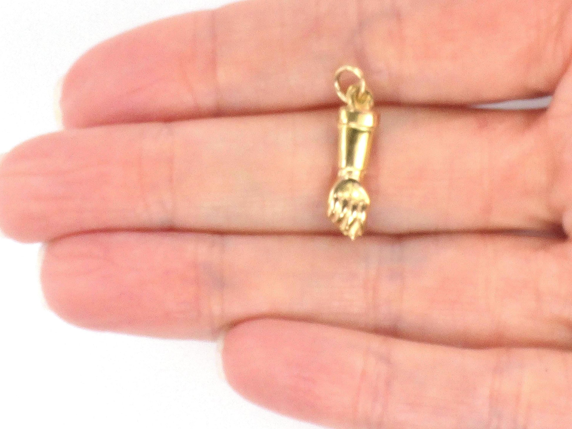 Vintage 18k Gold Fist Charm, Mano Figa for Good Luck