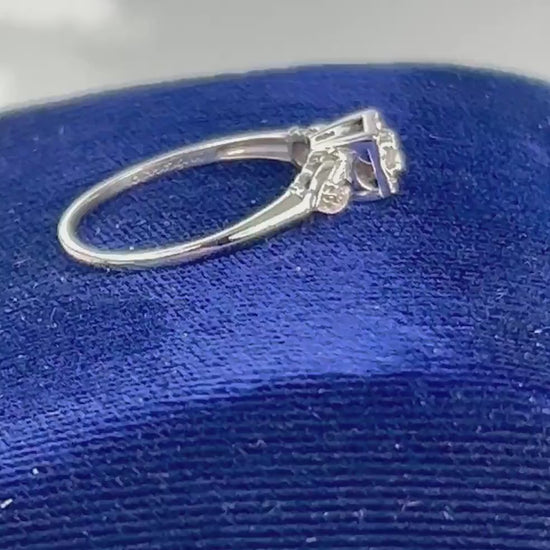 Vintage 14k White Gold Round Natural Diamond Engagement Ring, Size 10