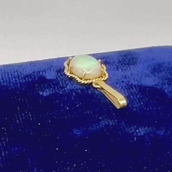 14k Yellow Gold Opal Pendant - Natural Gemstone - October Birthstone - Fine Vintage Jewelry