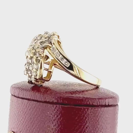 Vintage 14k Yellow Gold Natural Diamond Cluster Everyday Ring  Approx .50 CTS TDW Size 6.5