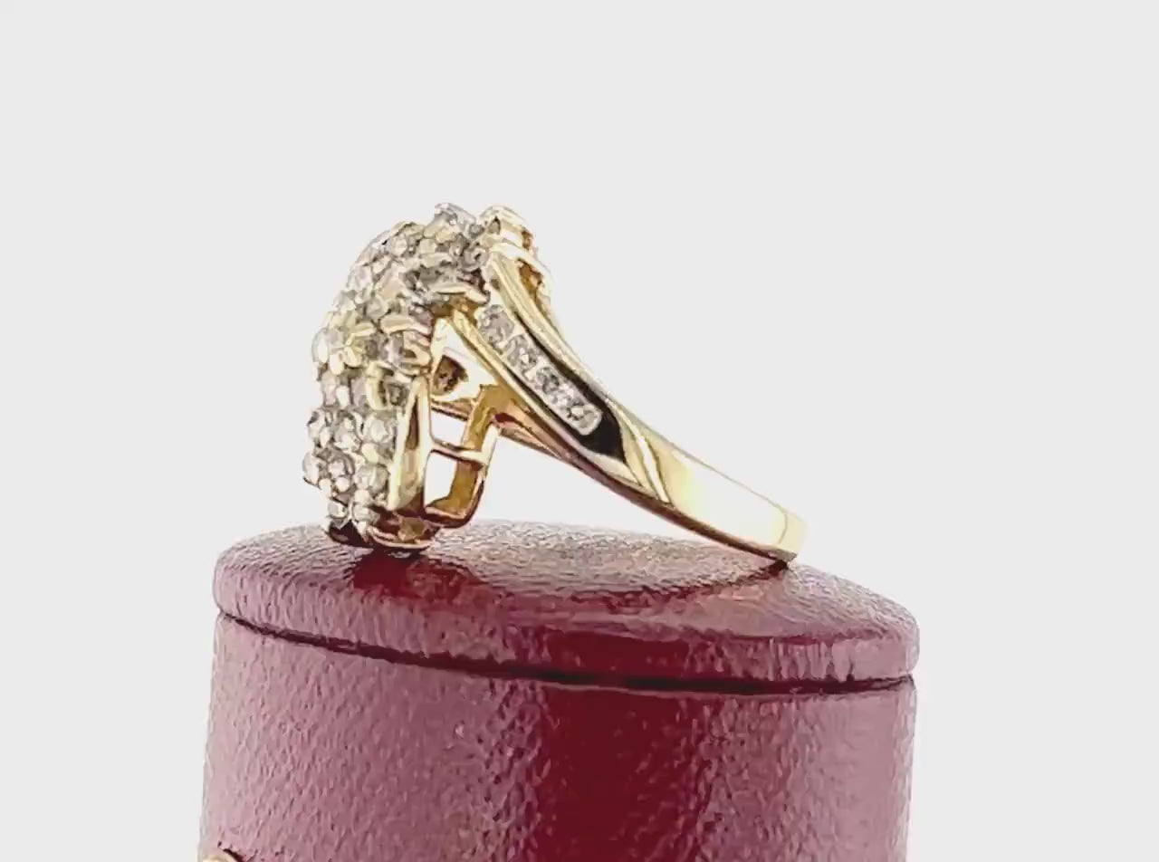 Vintage 14k Yellow Gold Natural Diamond Cluster Everyday Ring  Approx .50 CTS TDW Size 6.5