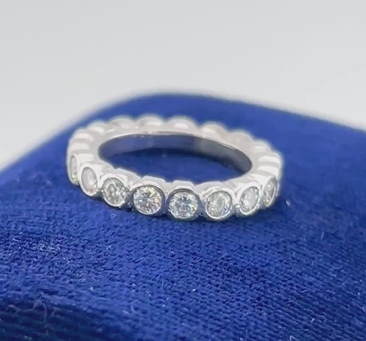 Vintage 14k White Gold Natural Diamond Eternity Ring Round 2 Carats TDW Diamond Wedding Band Size 4.5