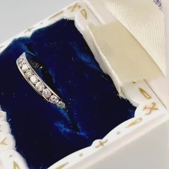 Vintage 14k White Gold Diamond Eternity Band Ring, 1 Carat, Size 7