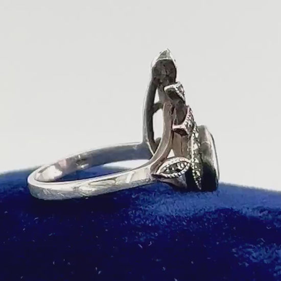 Vintage Sterling Silver Amethyst and Marcasite Ring, Purple February Birthstone Ring, Size 6.75