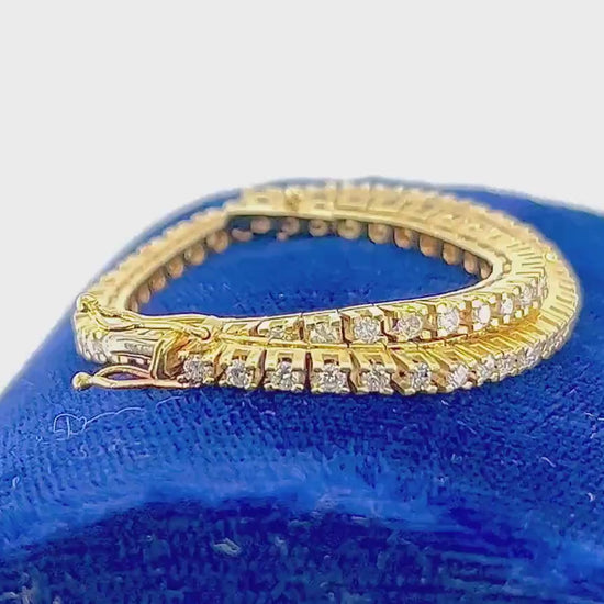 Vintage 14k Yellow Gold Diamond Tennis Bracelet - 2.5 CT TDW, 7 Inch