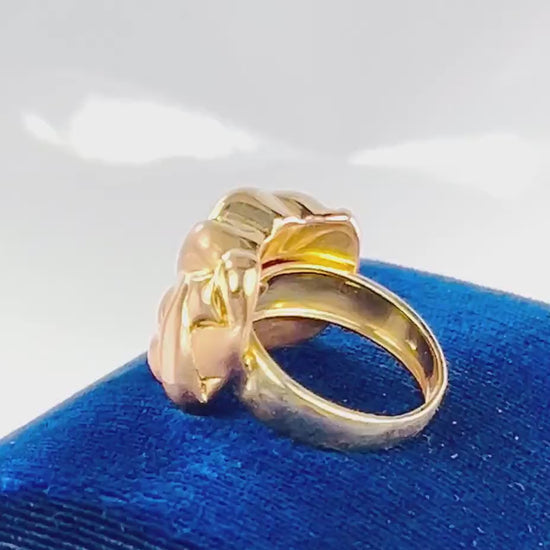 Vintage 14k Yellow Gold Wide Woven Basket Design Ring Size 10