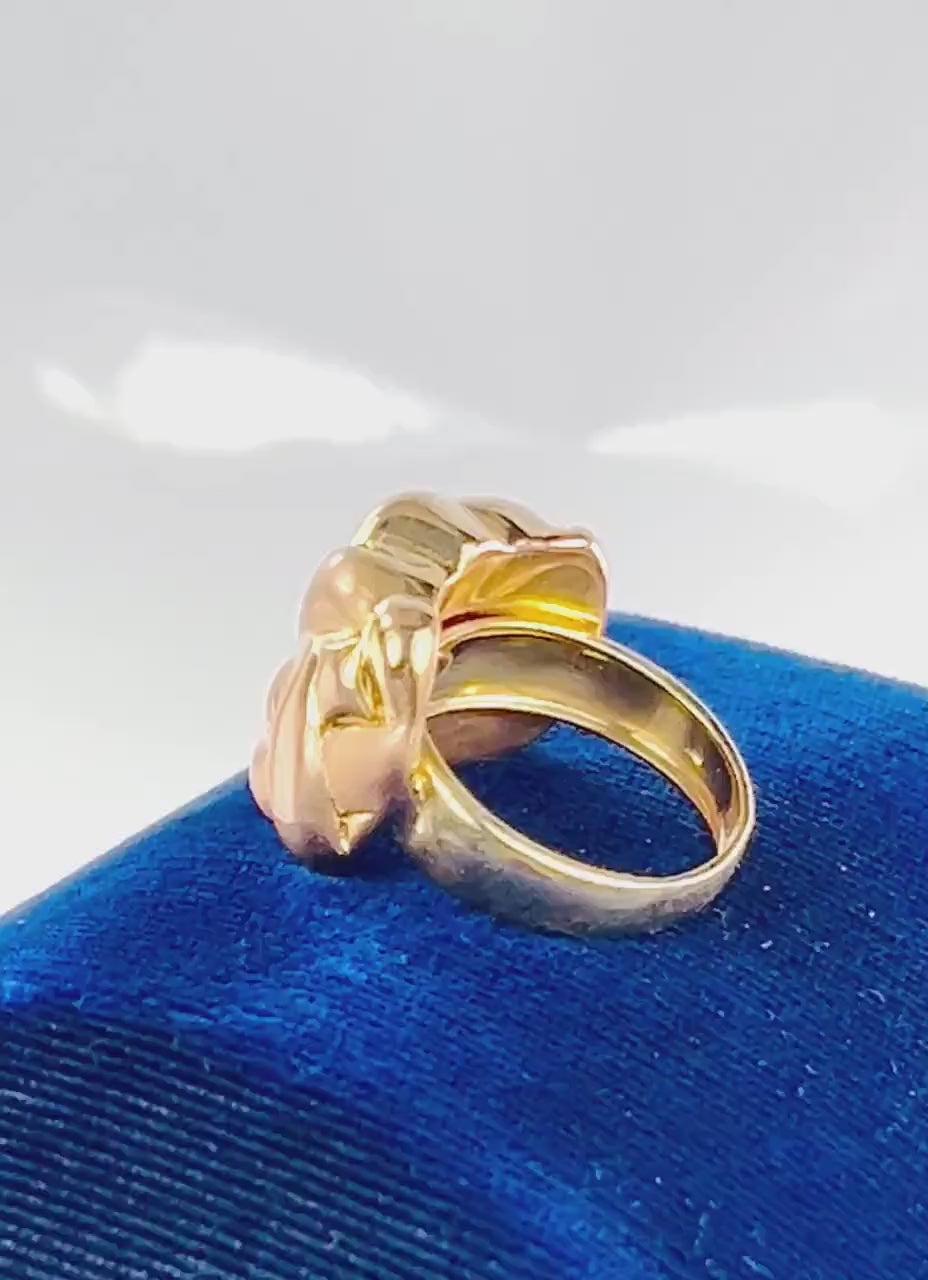 Vintage 14k Yellow Gold Wide Woven Basket Design Ring Size 10