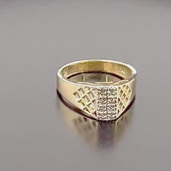 Vintage 14k Yellow Gold Natural Diamond Pierced Band Ring Size 5.75