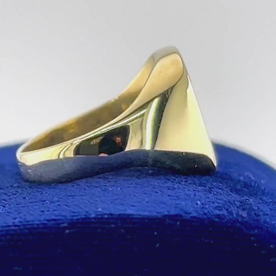 Vintage 14k Yellow Gold Signet Ring TW Engraved Monogram Ring Mens Solid Gold Ring 15.45 grams Size 10