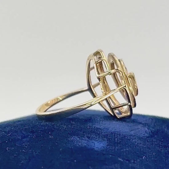 Vintage 14k Solid Yellow Gold Swirl Ring with Modern Style Size 6.75