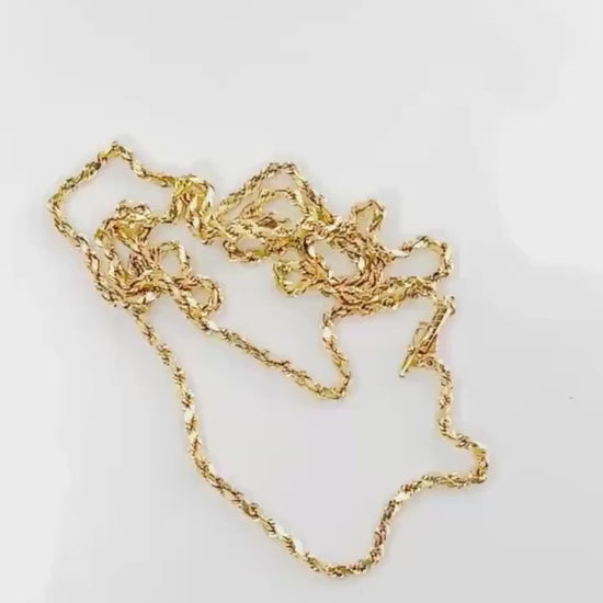 Vintage 14k Yellow Gold Diamond Cut Rope Chain 24"
