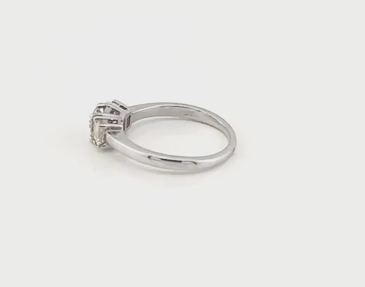 Vintage 18k White Gold Three Diamond Ring Three Stone Ring Round Natural Diamond Engagement Ring .75 CT TDW Size 7