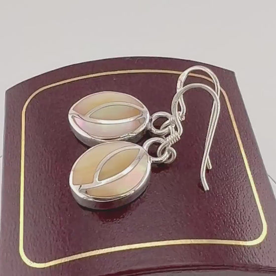 Vintage Sterling Silver Mother of Pearl Dangle Earrings
