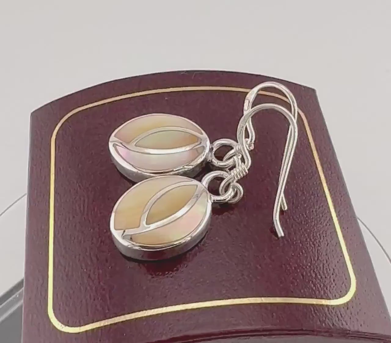 Vintage Sterling Silver Mother of Pearl Dangle Earrings