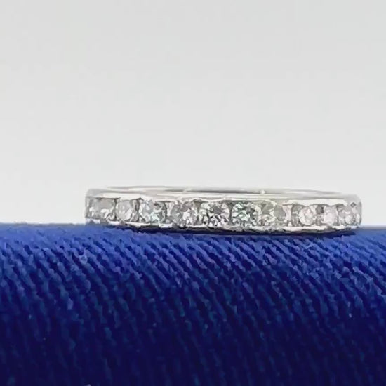 Vintage Thin Platinum Diamond Eternity Ring 1 CT Natural Diamond Wedding Ring Size 5 1/4