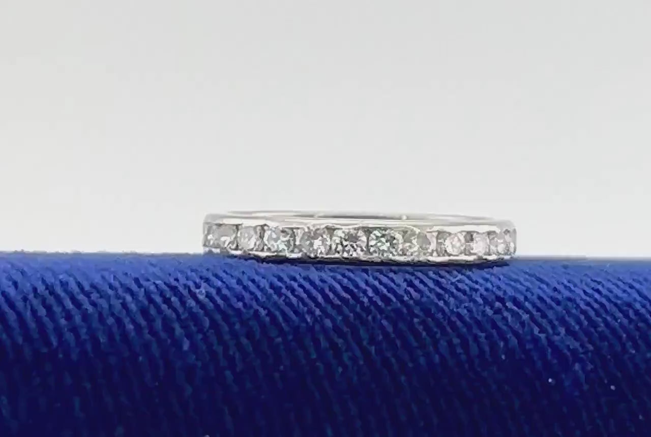 Vintage Thin Platinum Diamond Eternity Ring 1 CT Natural Diamond Wedding Ring Size 5 1/4