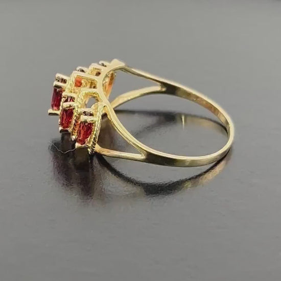 Vintage 10k Yellow Gold Marquise Garnet Ring Red January Birthstone Ring Size 9.5