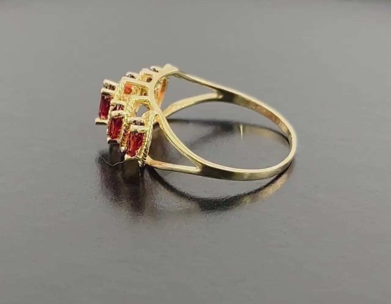 Vintage 10k Yellow Gold Marquise Garnet Ring Red January Birthstone Ring Size 9.5
