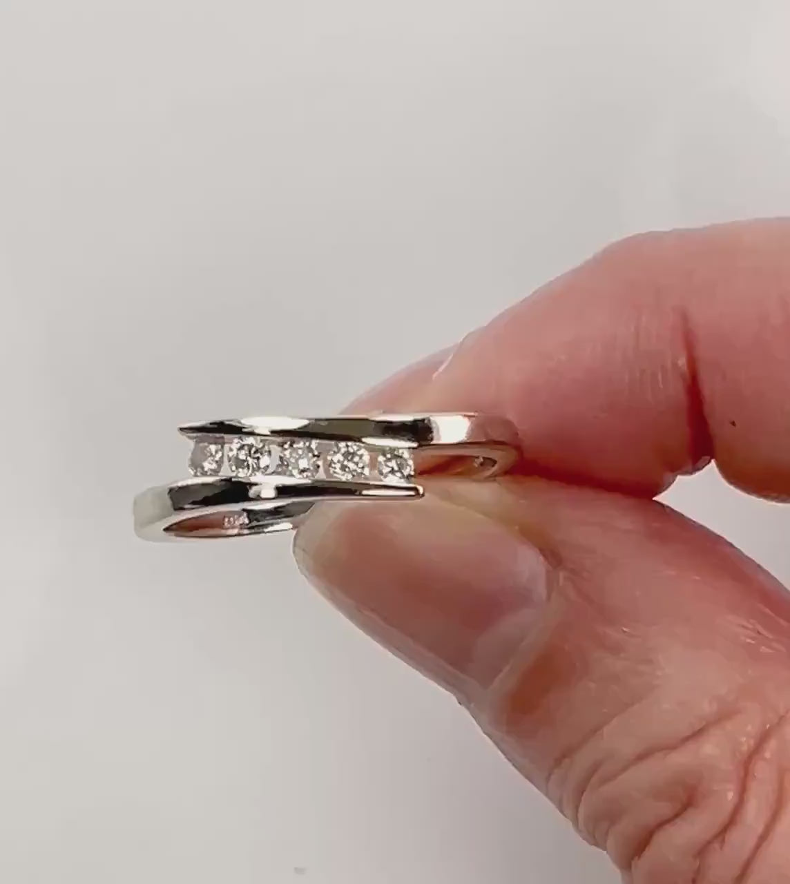 Vintage 10k White Gold Diamond Everyday Ring, Diamond Band, Size 7