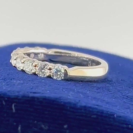 Vintage 14k White Gold Diamond Wedding Band - 1.08 CT, Size 6.5