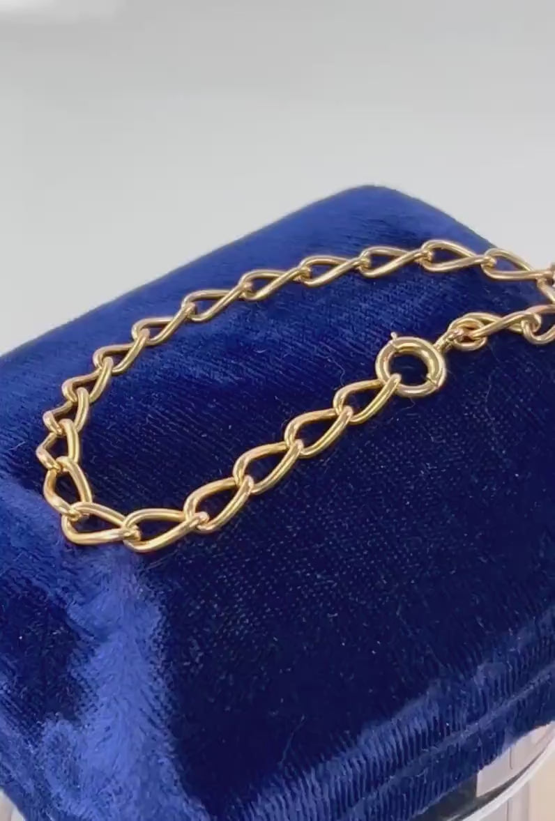 Vintage 14k Yellow Gold Link Bracelet, Solid Gold Bracelet  7 1/2"