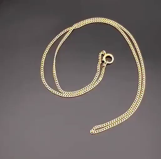 Vintage 14k Yellow Gold Pendant Chain, Solid Gold Link Chain, 15.5"