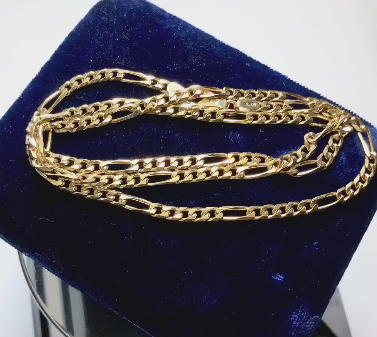 Vintage 18k Yellow Gold Solid Gold Figaro Style Link Chain 20" 3.0 mm Unisex