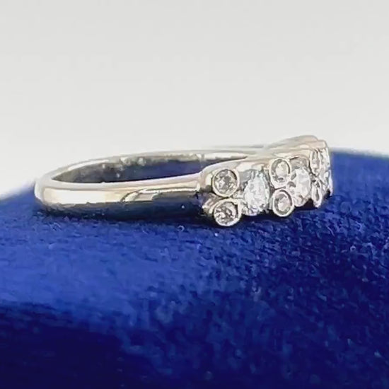 Vintage 14k White Gold Natural Diamond Wedding Band 1 Carat TDW Diamond Ring Size 5.5