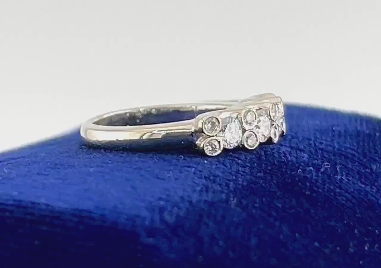 Vintage 14k White Gold Natural Diamond Wedding Band 1 Carat TDW Diamond Ring Size 5.5