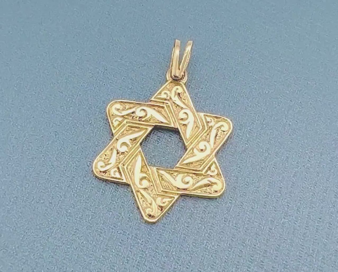 Vintage Large 14k Yellow Gold Jewish Star Pendant - Unisex Double Sided Star of David Charm