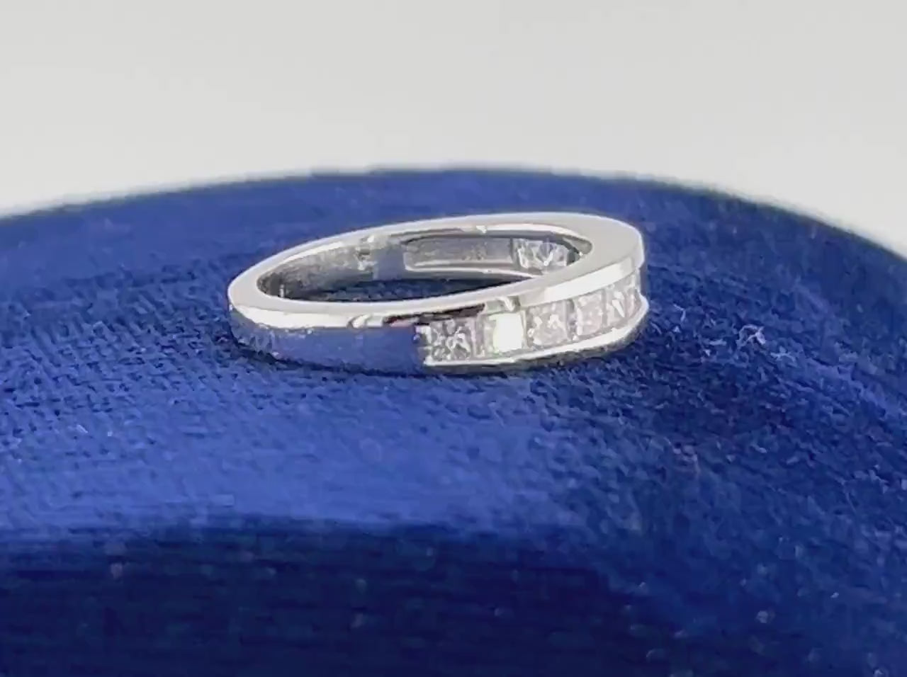 Vintage Platinum Princess Cut Natural Diamond Wedding Band 1 Carat TDW Invisible Channel Set Diamond Ring Size 4