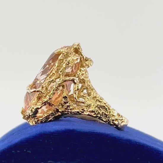 Vintage 14k Yellow Gold Citrine Ring: Oval Golden Stone, Size 8